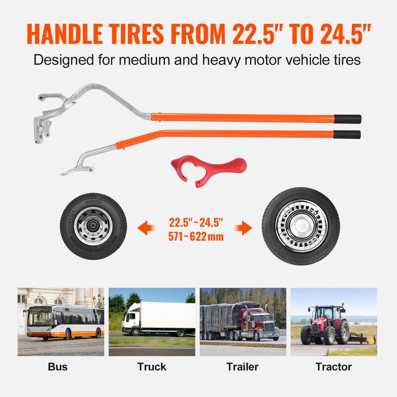 SKYSHALO Tire Mount Demount Tool, 22.5 in. -24.5 in. Manual Steel Tire Changer Mount Demount Removal Tool, with Extra, Orange - LTCZJHSPS0AF6F9BYV0-0716