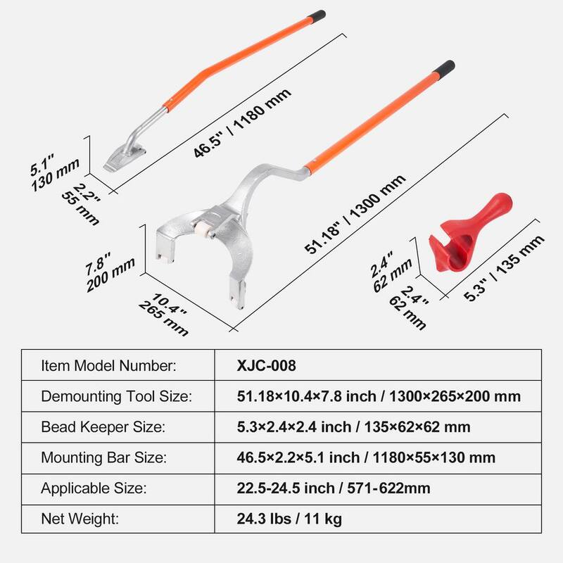 SKYSHALO Tire Mount Demount Tool, 22.5 in. -24.5 in. Manual Steel Tire Changer Mount Demount Removal Tool, with Extra, Orange - LTCZJHSPS0AF6F9BYV0-0716