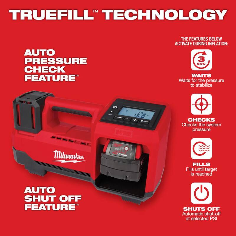 Milwaukee M18 18-Volt Lithium-Ion Cordless Electric Portable Inflator (Tool-Only) - 2848-20