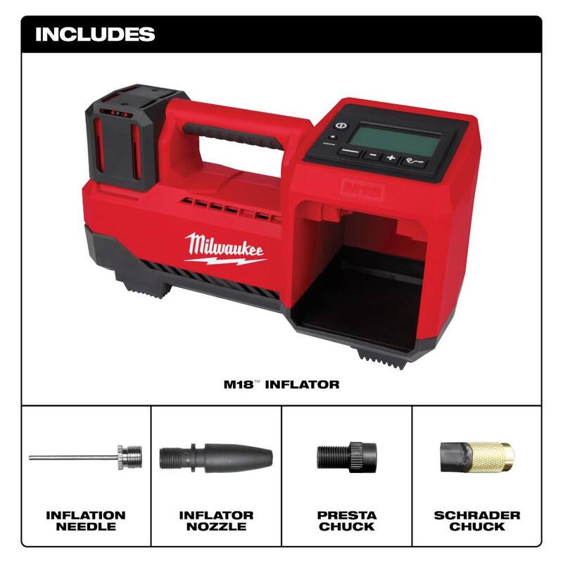 Milwaukee M18 18-Volt Lithium-Ion Cordless Electric Portable Inflator (Tool-Only) - 2848-20