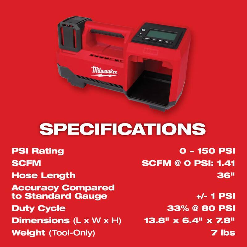 Milwaukee M18 18-Volt Lithium-Ion Cordless Inflator with Two 5.0ah and Charger - 48-59-1852B-2848-20