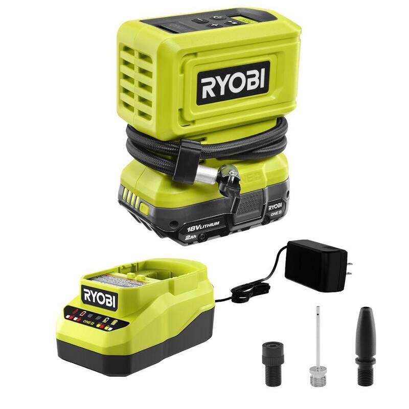 RYOBI ONE+ 18V Cordless High Pressure Inflator Kit with 2.0 Ah Battery and Charger - PCL001K1