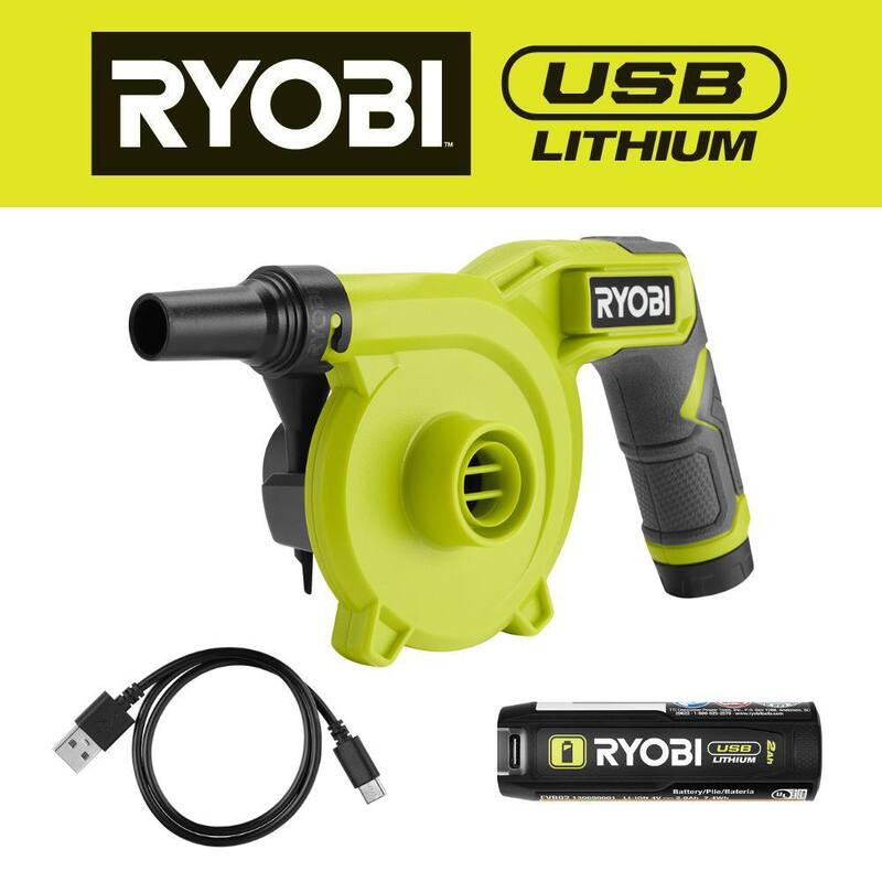 RYOBI USB Lithium Cordless High Volume Inflator Kit with USB Lithium 2.0 Ah Battery and Charging Cable - FVIF61K