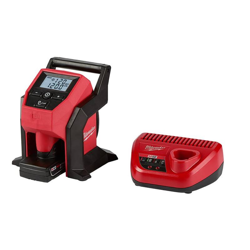 Milwaukee M12 12-Volt Lithium-Ion Cordless Electric Portable Inflator Kit with 4.0 Ah Battery and Charger - 2475-21XC