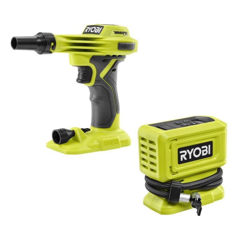 RYOBI ONE+ 18V Cordless High Volume Inflator with ONE+ 18V Cordless High Pressure Inflator (Tools Only) - PCL016B​-PCL001B