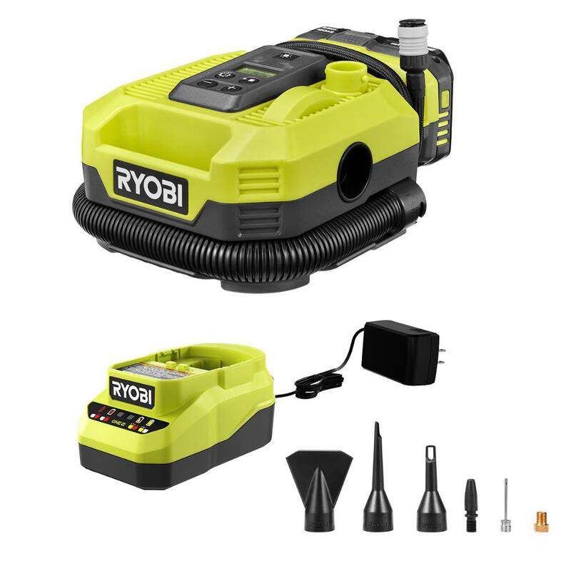 RYOBI ONE+ 18V Dual Function Inflator Kit with 2.0Ah Battery and Charger - PCL031K1
