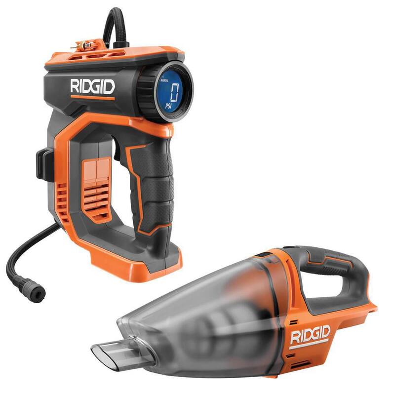 RIDGID 18V Cordless Portable Inflator with Cordless Hand Vacuum (Tools Only) - R87044-R8609021B