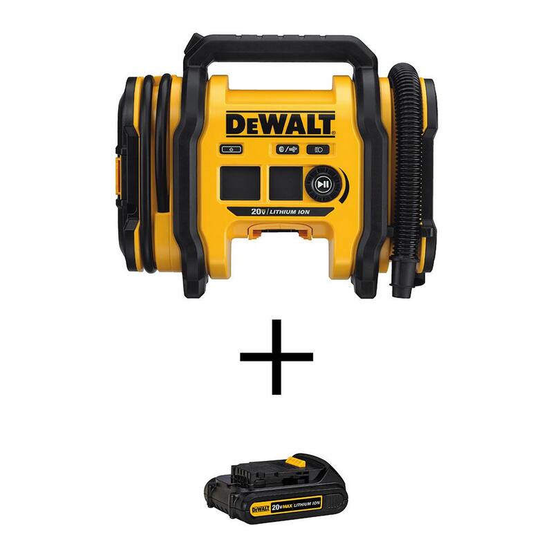 DEWALT 20V MAX Lithium-Ion Cordless Electric Portable Inflator with 20V MAX Compact 1.5Ah Battery Pack - DCC020IBWDCB201