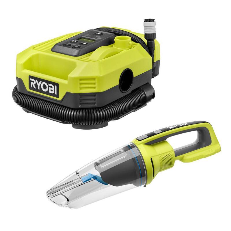 RYOBI ONE+ 18V Cordless Dual Function Inflator/Deflator with Wet/Dry Hand Vacuum (Tools Only) - PCL031B-PCL702B