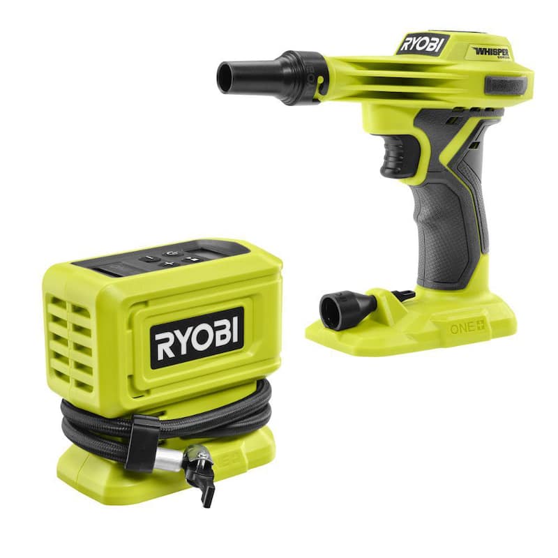 RYOBI ONE+ 18V Cordless High Pressure Inflator with ONE+ 18V Cordless High Volume Inflator (Tools Only) - PCL001B-PCL016B