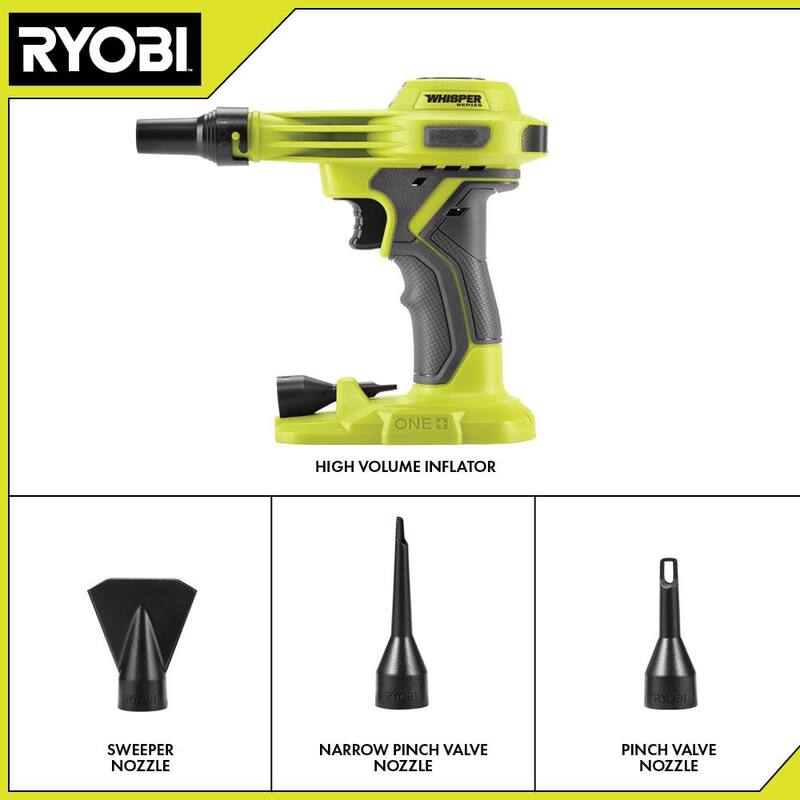 RYOBI ONE+ 18V Cordless High Volume Inflator with ONE+ 18V 2.0 Ah Compact Battery and Charger - PCL016B-PSK005