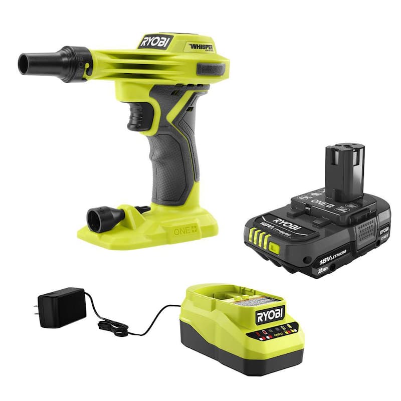 RYOBI ONE+ 18V Cordless High Volume Inflator with ONE+ 18V 2.0 Ah Compact Battery and Charger - PCL016B-PSK005