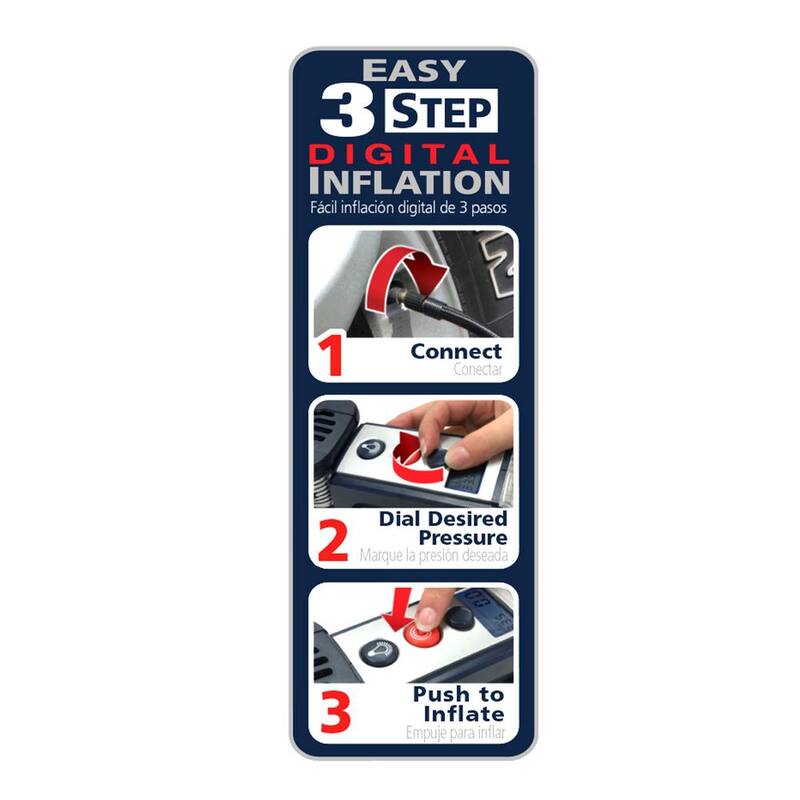 Campbell Hausfeld Digital Powerhouse 100 PSI 12V Portable Inflator with Automatic Shut-off, Safety Light and Accessories - AF011400