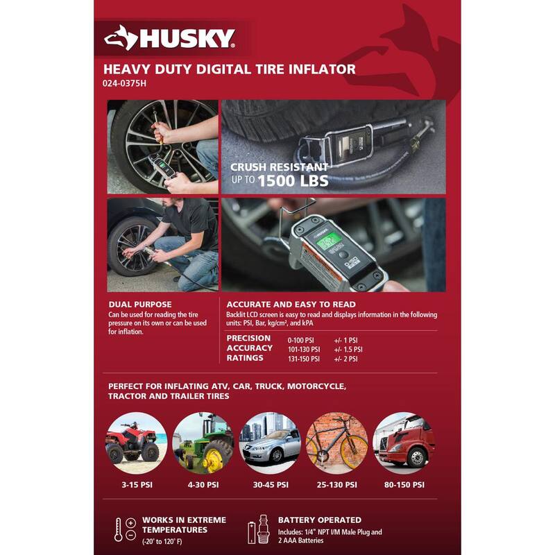 Husky Heavy Duty Digital Tire Inflator - 024-0375H