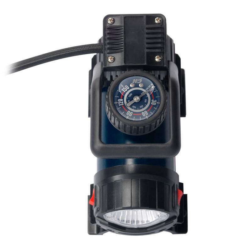 Campbell Hausfeld Mighty 150 PSI Lightweight 12V Portable Inflator with Safety Light and Inflation Accessories - AF010400