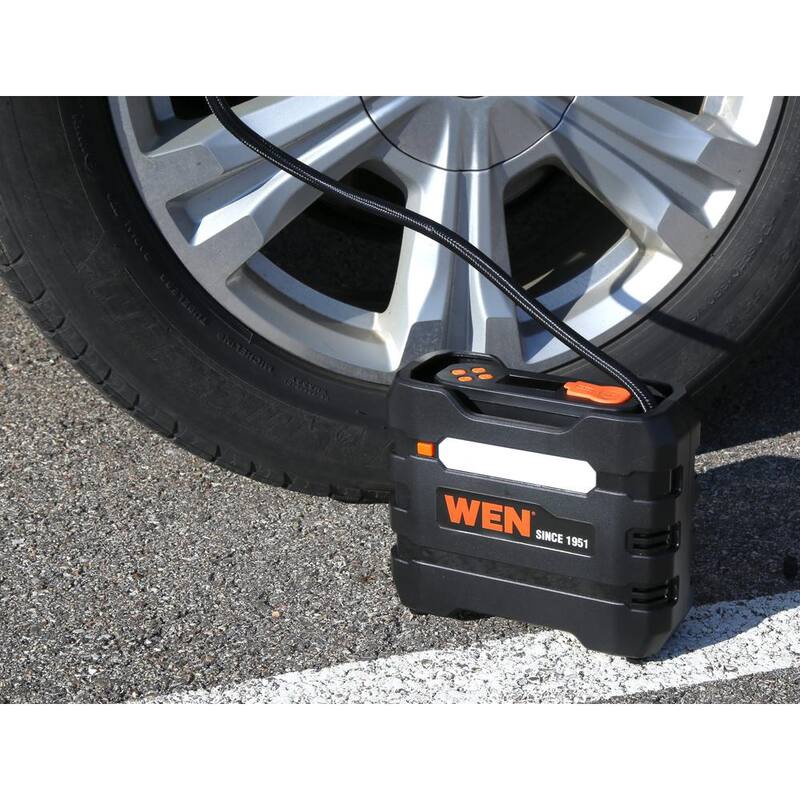 WEN 12-Volt 90 PSI 0.8 CFM Portable Air Compressor and Tire Inflator with Carrying Case - AA2225