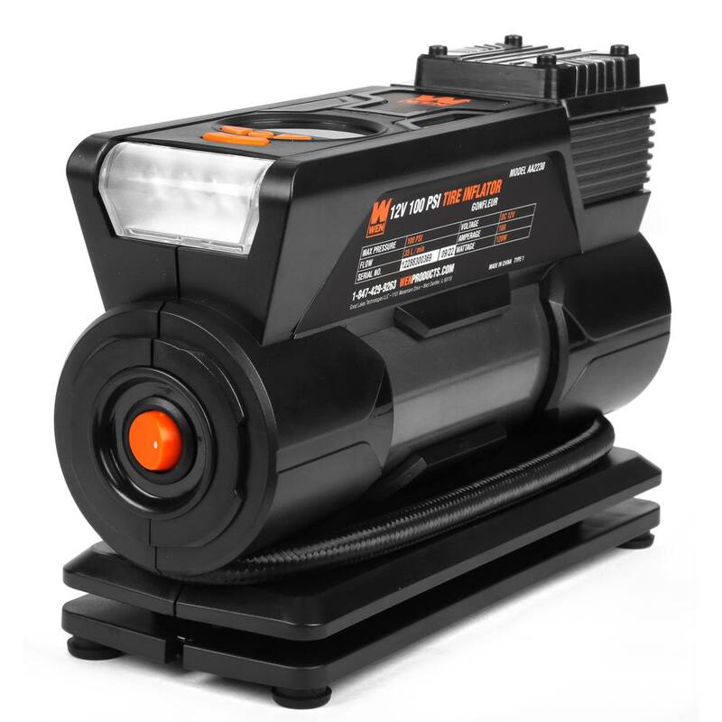 WEN 12-Volt 100 PSI 1.25 CFM Portable Air Compressor and Tire Inflator with Carrying Case - AA2230
