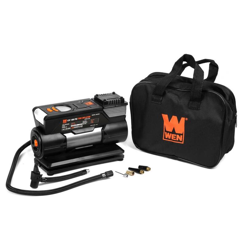 WEN 12-Volt 100 PSI 1.25 CFM Portable Air Compressor and Tire Inflator with Carrying Case - AA2230