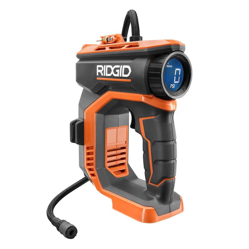 RIDGID 18V Cordless Digital Inflator Kit with 2.0 Ah Battery and Charger with 18V Cordless 175-Watt Power Inverter - R87044KN-AC86097
