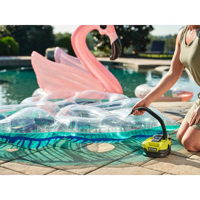 RYOBI ONE+ 18V Cordless Dual Function Inflator/Deflator with Compression Drive Cordless 3/8 in. Crown Stapler (Tools Only) - PCL031B-P317