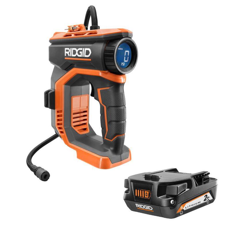 RIDGID 18V Cordless Digital Inflator with 18V 2.0 Ah Lithium-Ion Battery - R87044-AC8400802