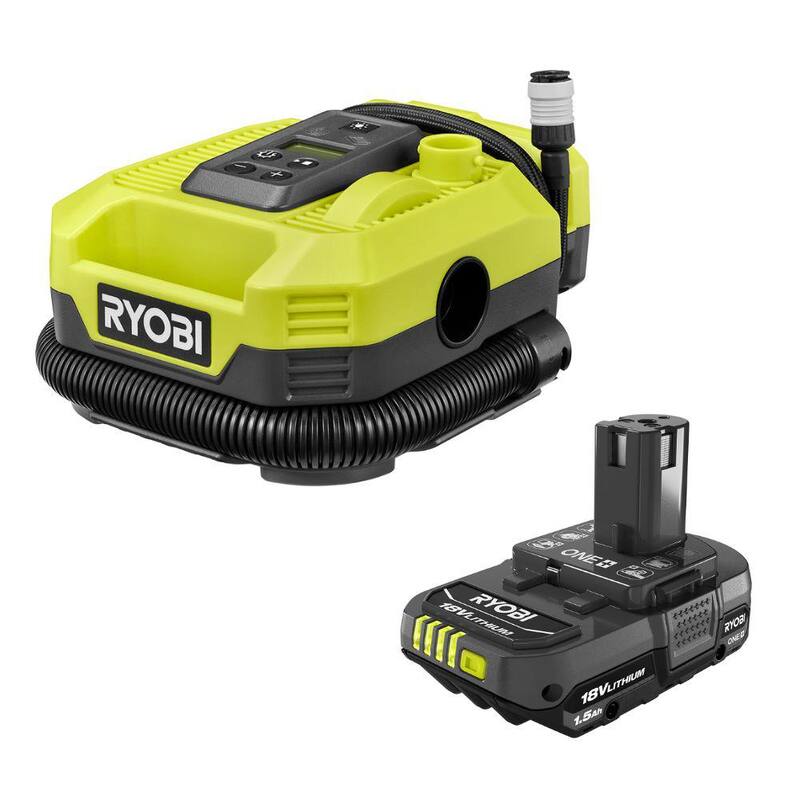 RYOBI ONE+ 18V Cordless Dual Function Inflator/Deflator with Lithium-Ion 1.5 Ah Battery - PCL031B-PBP002