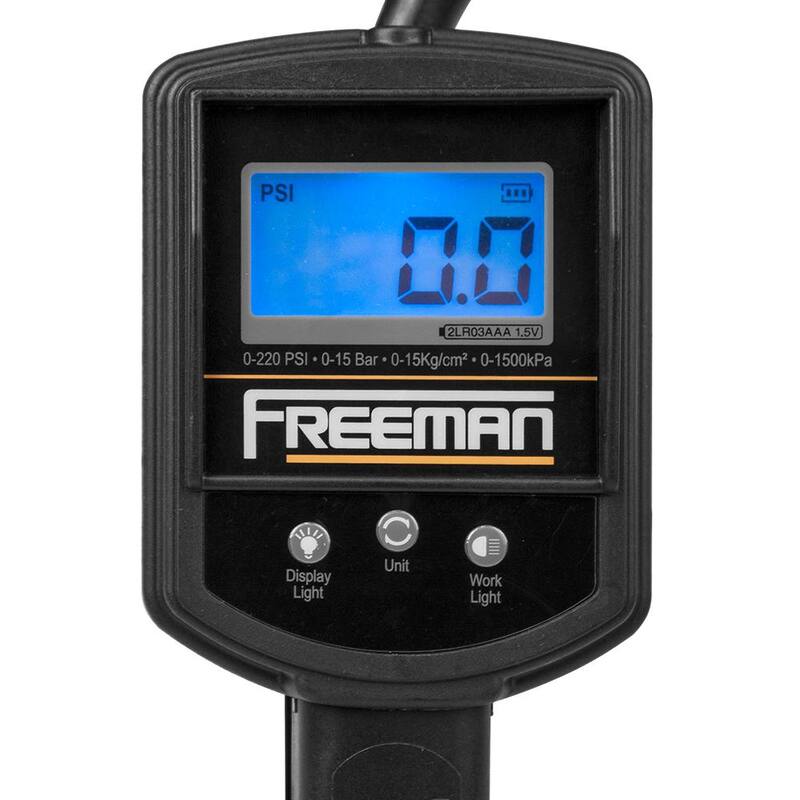Freeman Digital Tire Inflator with LCD Pressure Gauge and Work Light - FS2DTI