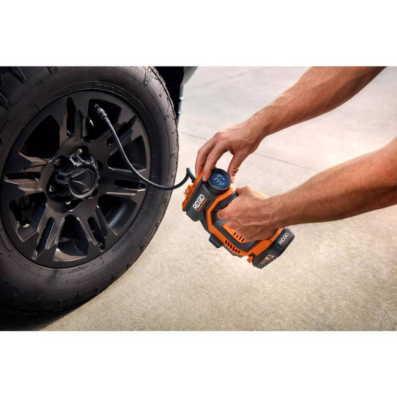 RIDGID 18V Cordless Portable Inflator with 18V Lithium-Ion Compact 2.0 Ah Battery (3-Pack) - R87044-AC8400802PK3