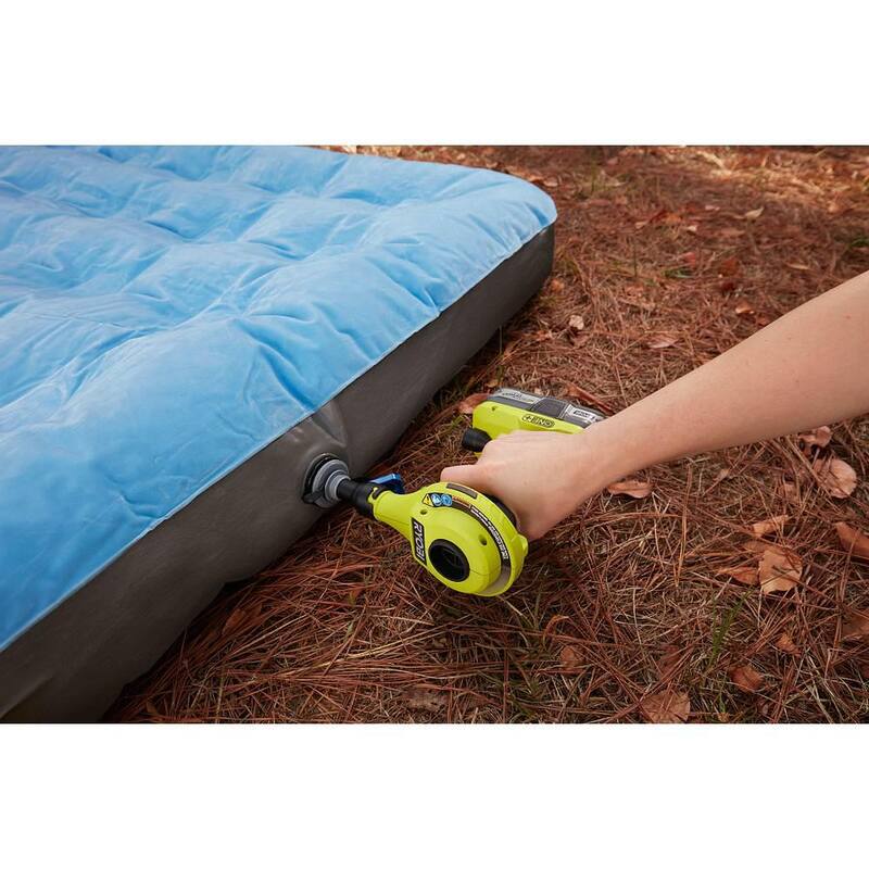 RYOBI ONE+ 18V High Volume Inflator Kit with 2.0 Ah Battery, Charger, and Cordless LED Light - PCL016K1​​​-PCL660B