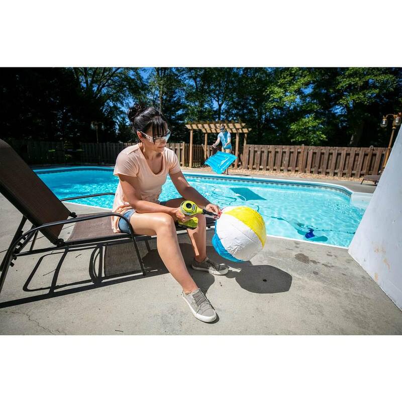RYOBI ONE+ 18V High Volume Inflator Kit with 2.0 Ah Battery, Charger, and Cordless LED Light - PCL016K1​​​-PCL660B
