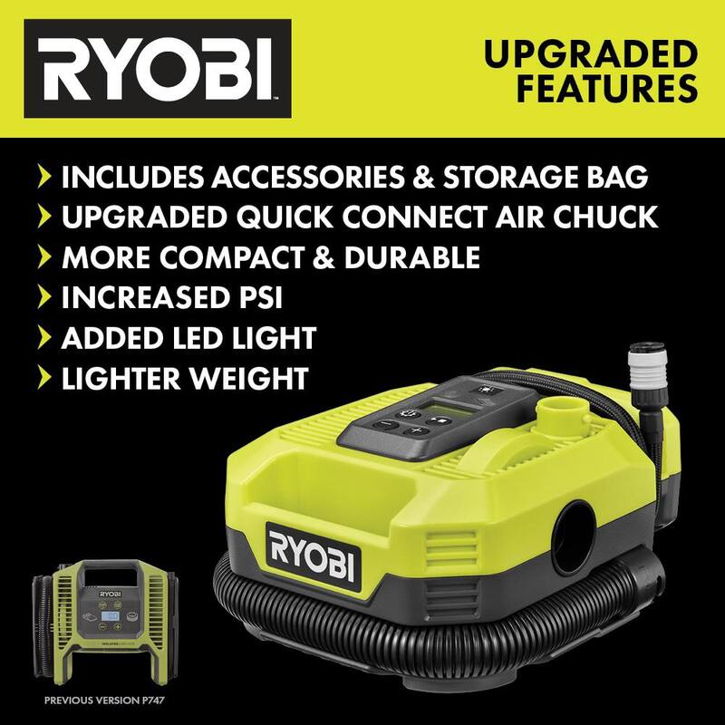 RYOBI ONE+ 18V Cordless Dual Function Inflator/Deflator with ONE+ 18V Lithium-Ion 4.0 Ah Battery (2-Pack) - PCL031B-PBP2005