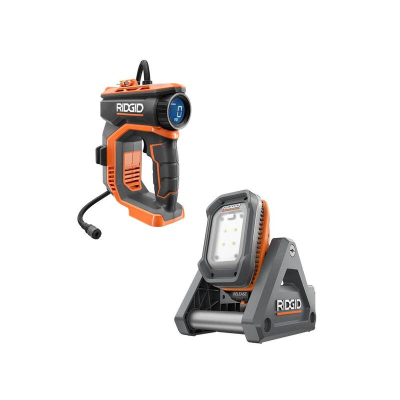 RIDGID 18V Cordless 2-Tool Combo Kit with Digital Inflator and Flood Light with Detachable Light (Tools Only) - R87044-R8694620B