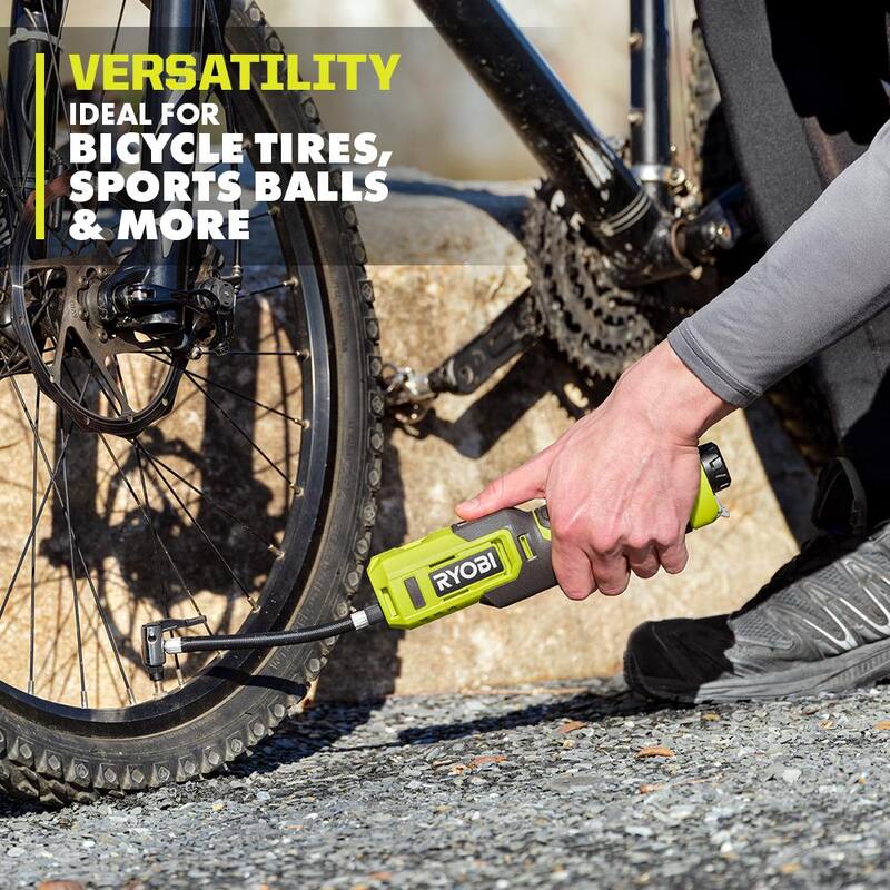 RYOBI USB Lithium Cordless High Pressure Portable Inflator Kit with 2.0 Ah Battery, Charging Cable, & 3.0 Ah Battery (2-Pack) - FVIF51K-FVB203