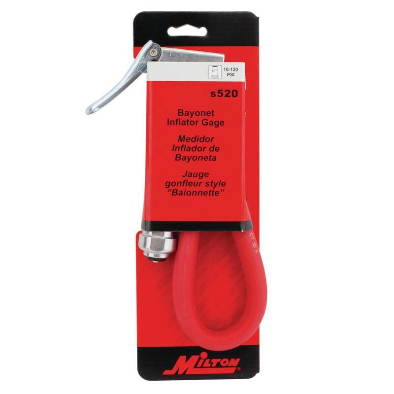 Milton Straight Head Chuck Bayonet Style Inflator Gauge - S-520