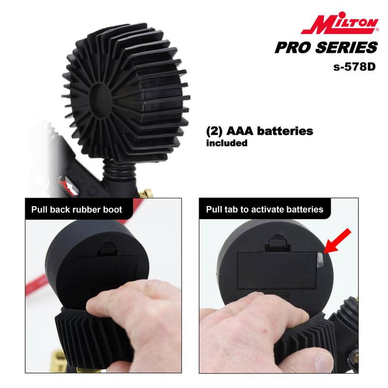 Milton Industries, Inc. Pro Digital Pistol Grip Inflator Gauge with Large Bore Dual Chuck and 15 in. Hose - S-578D