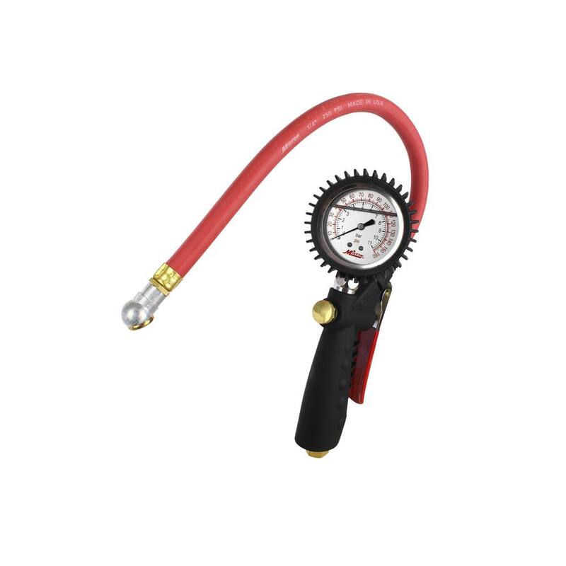 Milton Industries, Inc. Pro Analog Pistol Grip Inflator Gauge with Ball Foot Chuck and 15 in. Hose - S-575A