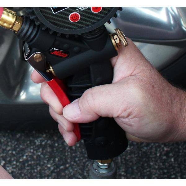 Milton Industries, Inc. Pro Analog Pistol Grip Inflator Gauge with Straight Foot Dual Chuck and 15 in. Hose - S-577A