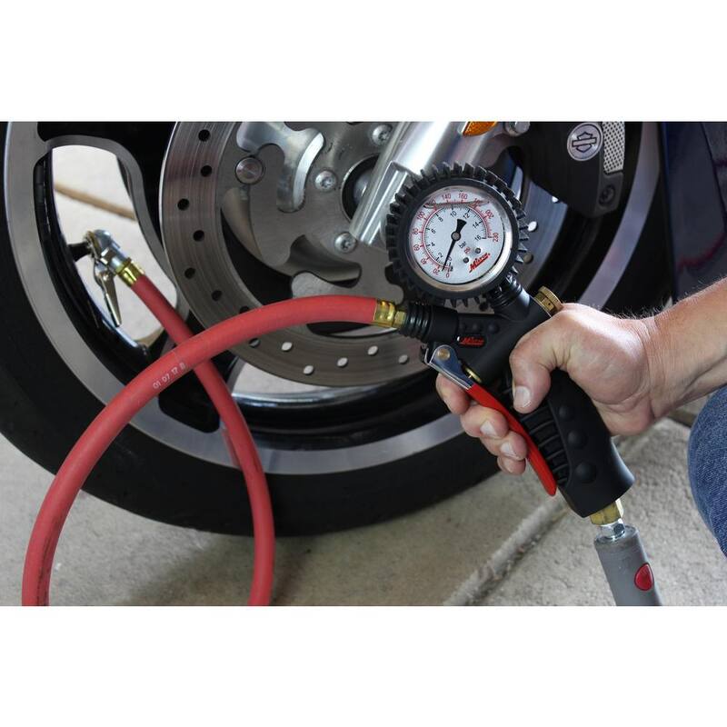Milton Industries, Inc. Pro Analog Pistol Grip Inflator Gauge with Straight Foot Dual Chuck and 15 in. Hose - S-577A