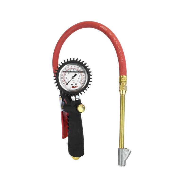 Milton Industries, Inc. Pro Analog Pistol Grip Inflator Gauge with Straight Foot Dual Chuck and 15 in. Hose - S-577A