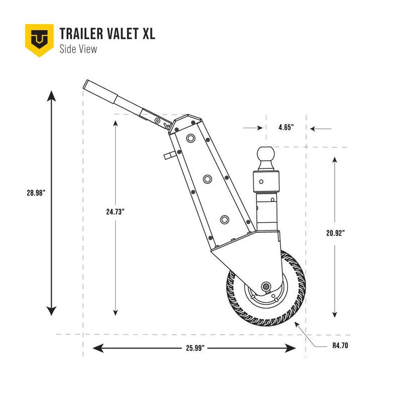Trailer Valet 10000 lbs. Capacity Hand or Drill Powered Trailer Dolly with 2-5/16 in. Ball and Integrated Braking System - TVXL25