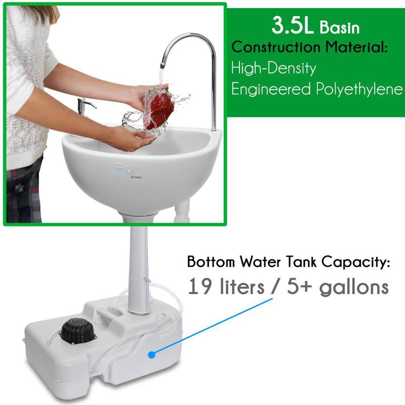 SereneLife 5 plus Gal. Capacity Portable Hand-Wash Sink / Faucet Station - SLCASN18