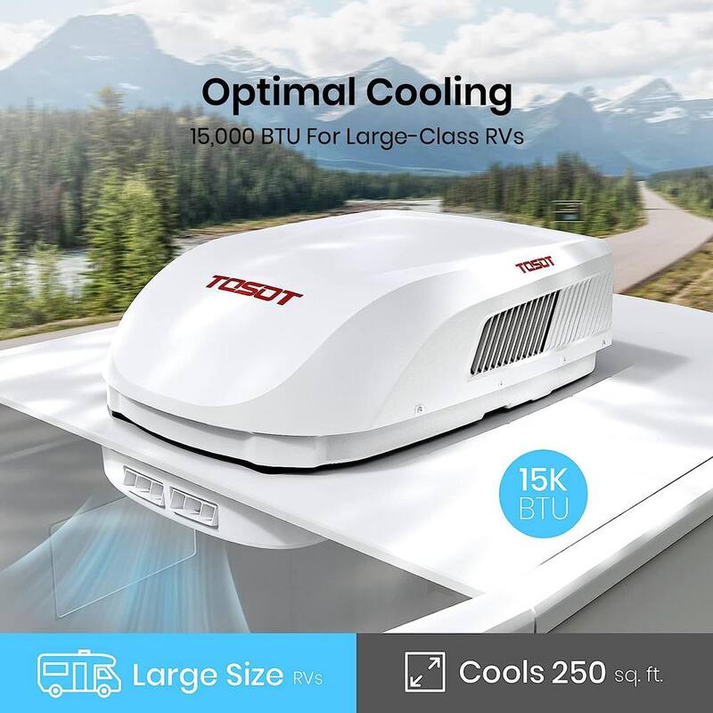 Tosot GO COOL 15000 BTU RV Air Conditioner, Non-Ducted Camper Rooftop AC Unit with Heat Pump, EER 8.5, WiFi and Remote Control - ‎GRH15DC-A6NNA1A