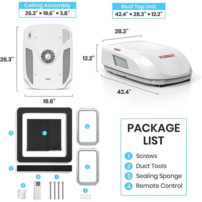 Tosot GO COOL 15000 BTU RV Air Conditioner, Non-Ducted Camper Rooftop AC Unit with Heat Pump, EER 8.5, WiFi and Remote Control - ‎GRH15DC-A6NNA1A