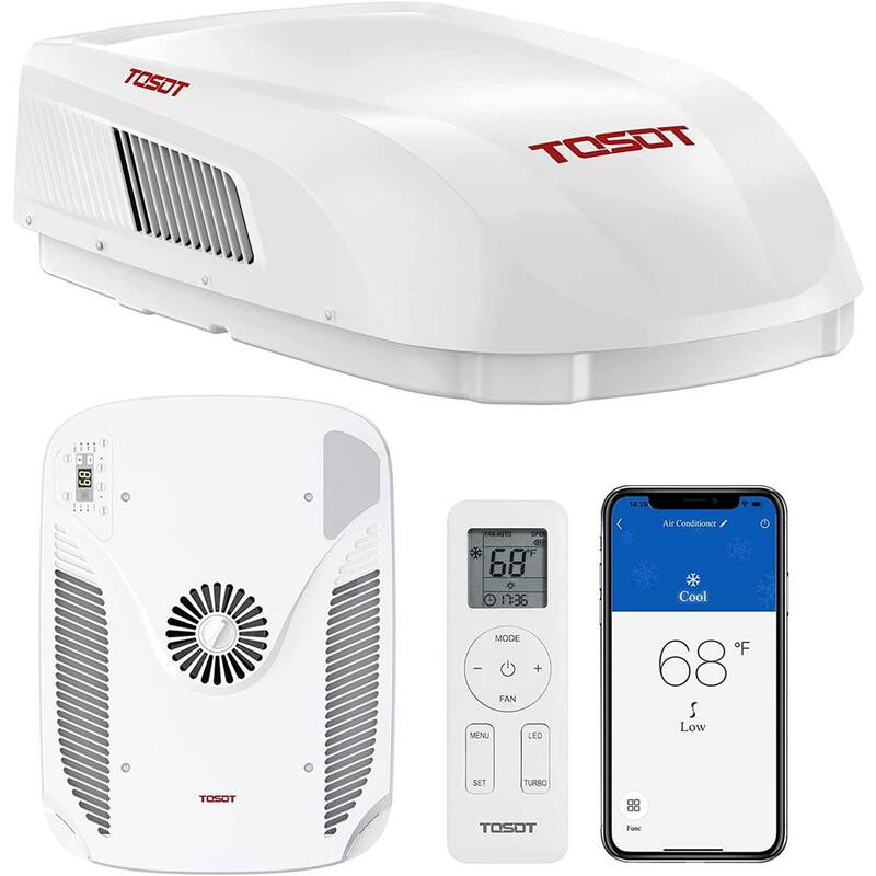 Tosot GO COOL 15000 BTU RV Air Conditioner, Non-Ducted Camper Rooftop AC Unit with Heat Pump, EER 8.5, WiFi and Remote Control - ‎GRH15DC-A6NNA1A