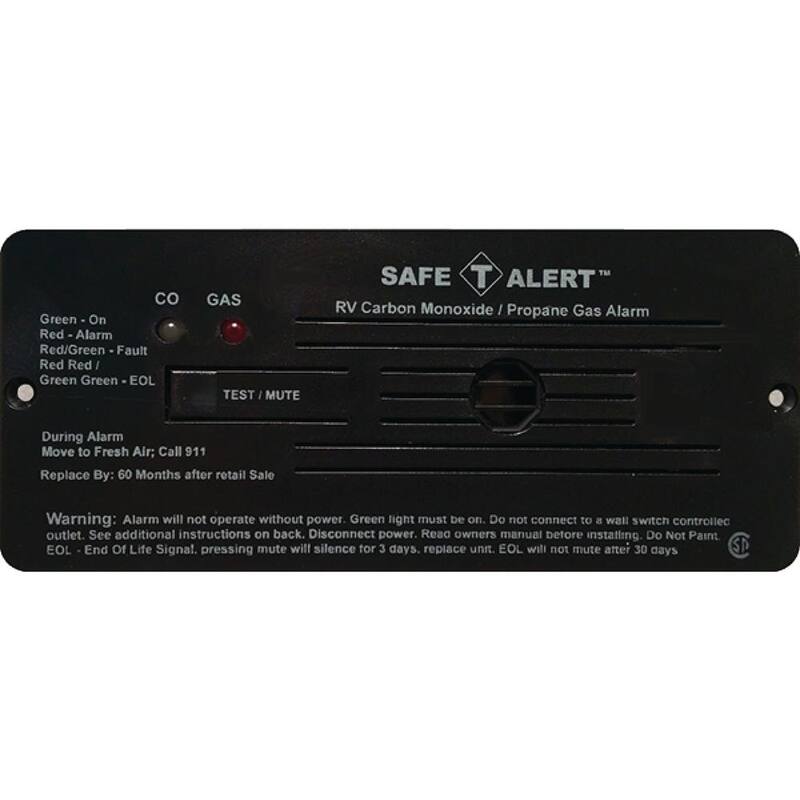 MTI Industries 35 Series 12-Volt Safe-T-Alert Flush Mount RV Dual Carbon Monoxide/Propane Alarm in Black - 35-742-BL