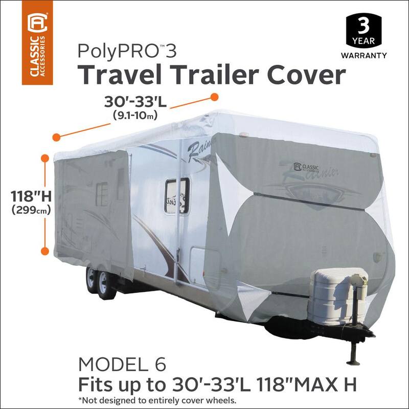 Classic Accessories PolyPro III 30 to 33 ft. Travel Trailer Cover - 73663