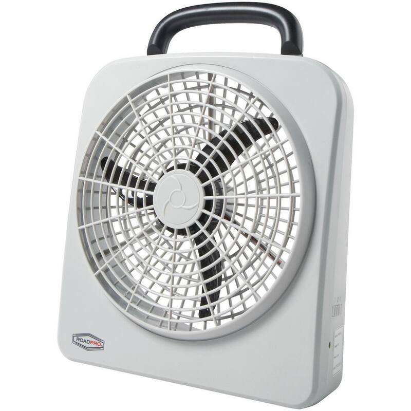 RoadPro 10-Portable Fan with Dual Power Options of 12-Volt or D Cell Batteries - RP8000