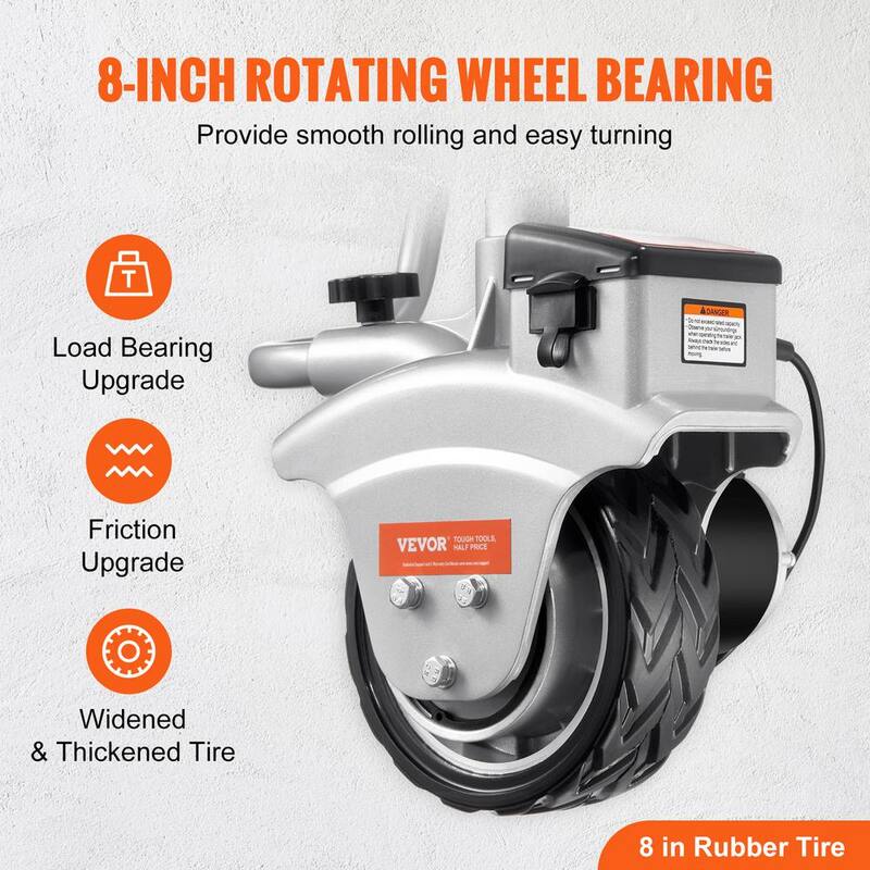 VEVOR Electric Trailer Dolly 5000 lbs. Towing Capacity Trailer Jockey Wheel 350W 12V with 22 ft./min Moving Speed - YXDDQYCYSB500477AV0