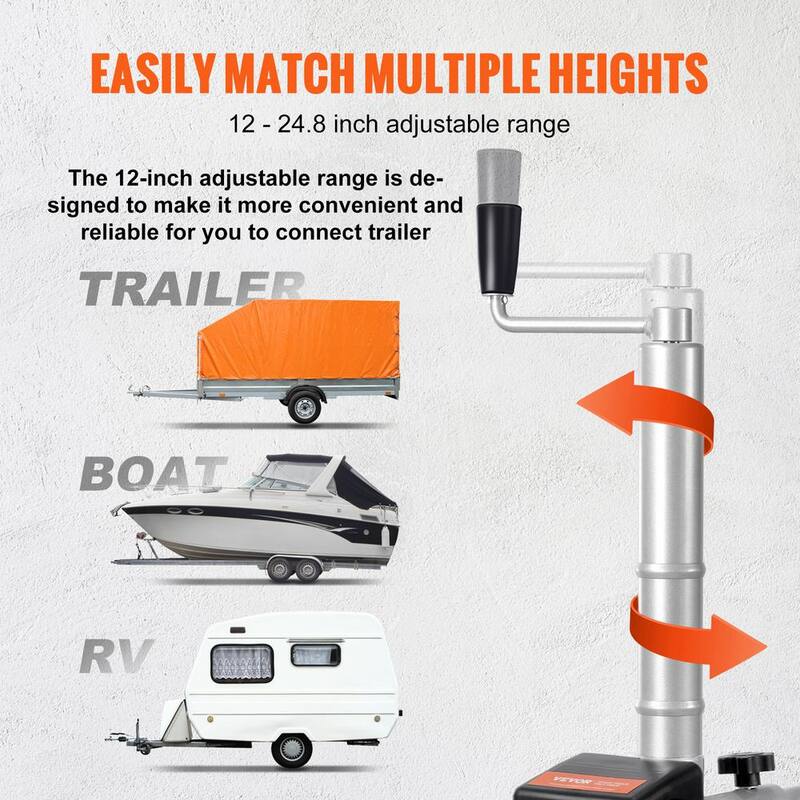 VEVOR Electric Trailer Dolly 5000 lbs. Towing Capacity Trailer Jockey Wheel 350W 12V with 22 ft./min Moving Speed - YXDDQYCYSB500477AV0