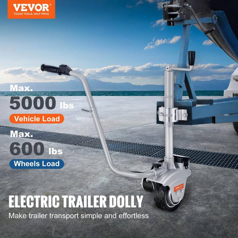 VEVOR Electric Trailer Dolly 5000 lbs. Towing Capacity Trailer Jockey Wheel 350W 12V with 22 ft./min Moving Speed - YXDDQYCYSB500477AV0